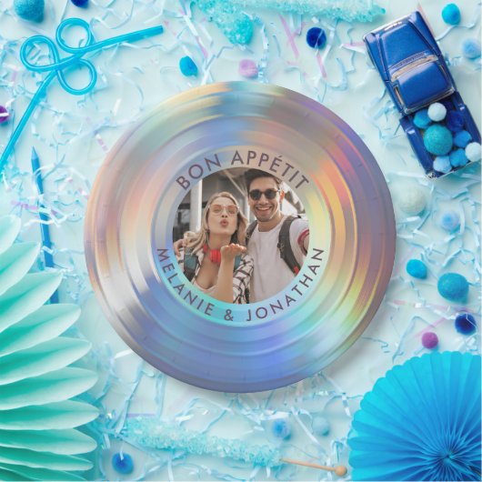 Modern Fun Holographic Bon Appetit Custom Wedding Papieren Bordje (Feest)