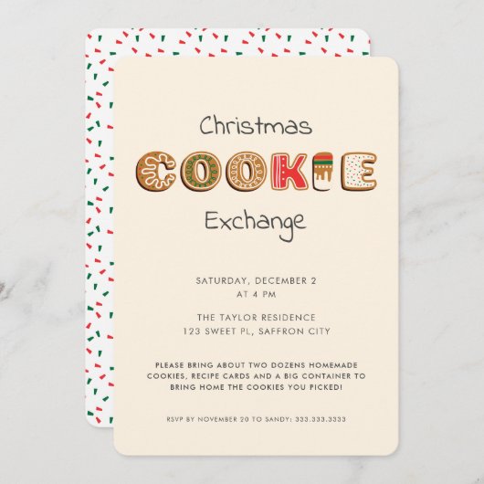 Modern Fun Kerstkoekje Exchange Swap Party Kaart (Voorkant / Achterkant)