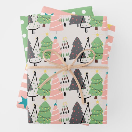 Modern Fun Kinder Kerstmis Inpakpapier Vel (In situ)