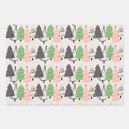 Modern Fun Kinder Kerstmis Inpakpapier Vel (Voorkant)