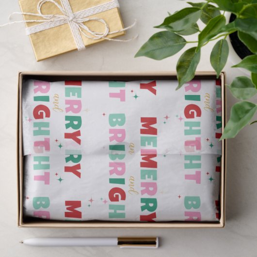 Modern Fun Kleurrijke Vrolijk & Helder Kerstmis Tissuepapier (Geschenk)