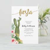 Modern Fun Let's Fiesta Baby shower Greenery Kaart (Staand voorkant)
