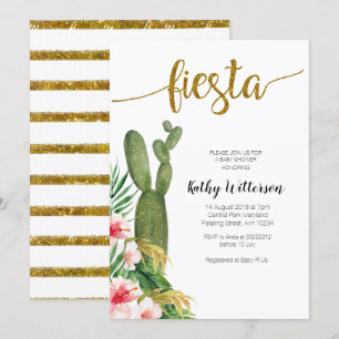 Modern Fun Let's Fiesta Baby shower Greenery Kaart