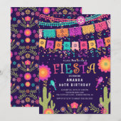 Modern Fun Let's Fiesta Verjaardagsfeest Uitnodigi Kaart (Voorkant / Achterkant)