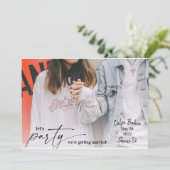 Modern Fun Let's Party Save the Date Wedding Kaart (Staand voorkant)