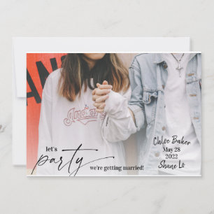 Modern Fun Let's Party Save the Date Wedding Kaart