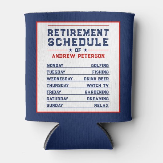 Modern Fun Man Blauw Wit Pensioen Plan Blikjeskoeler (Voorkant)