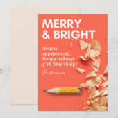 Modern Fun Merry & Bright Pencil Sharp Holiday Feestdagenkaart (Voorkant / Achterkant)