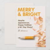 Modern Fun Merry & Bright Pencil Sharp Holiday Feestdagenkaart (Voorkant / Achterkant)