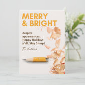 Modern Fun Merry & Bright Pencil Sharp Holiday Feestdagenkaart (Staand voorkant)
