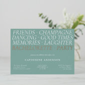 Modern Fun Mint Green Bachelorette Party Folie Uitnodiging (Staand Voorkant)