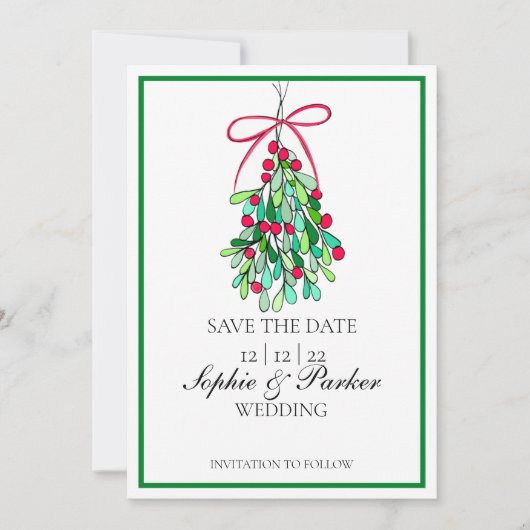 Modern Fun Mistletoe slaat de datum op Save The Date (Voorkant)
