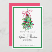 Modern Fun Mistletoe slaat de datum op Save The Date (Voorkant / Achterkant)