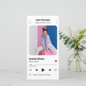 Modern Fun Music Player Photo Afstuderen Save The Date (Staand voorkant)