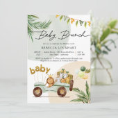 Modern Fun Oerwoud Safari Animals Baby Brunch Invi Kaart (Staand voorkant)