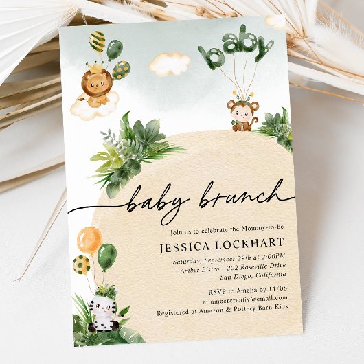 Modern Fun Oerwoud Safari Boy Baby Brunch Kaart