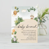 Modern Fun Oerwoud Safari Boy Baby Brunch Kaart (Staand voorkant)