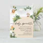 Modern Fun Oerwoud Safari Boy Baby Sprinkle Kaart (Staand voorkant)