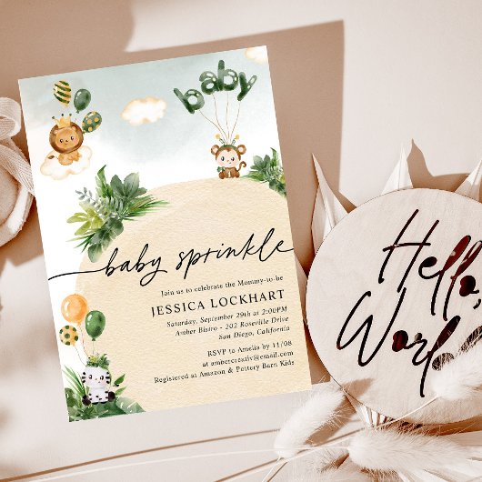 Modern Fun Oerwoud Safari Boy Baby Sprinkle Kaart