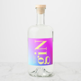 Modern Fun Ombre Big Monogram Bold Simple Gin Likeurfles Etiket