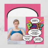 Modern Fun Photo Baby shower Roze Uitnodiging Briefkaart (Voorkant / Achterkant)