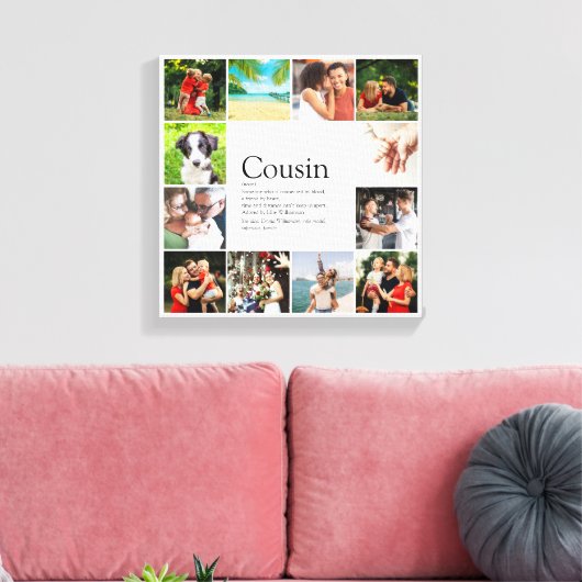 Modern Fun Photo Collage Cousin Definition Canvas Afdruk (Insitu (Woonkamer))