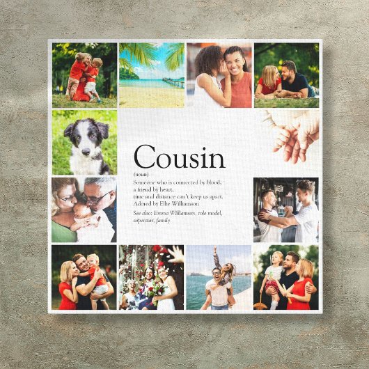 Modern Fun Photo Collage Cousin Definition Canvas Afdruk