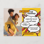 Modern Fun Photo Comic Book Bruiloft Uitnodiging Briefkaart (Voorkant)