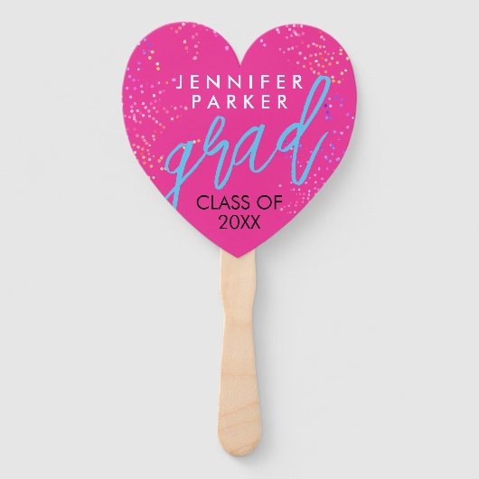Modern Fun Pink Afstudeerder School Girly Bday Par Handwaaier (Voorkant)