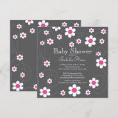 Modern & Fun Pink Flowers Flora Meisjes Baby showe Kaart (Voorkant / Achterkant)