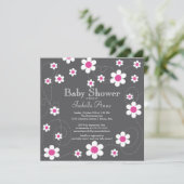 Modern & Fun Pink Flowers Flora Meisjes Baby showe Kaart (Staand voorkant)