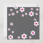 Modern & Fun Pink Flowers Flora Meisjes Baby showe Kaart (Achterkant)