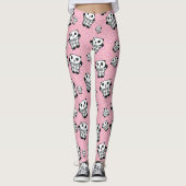 Modern Fun Pink Panda Beer Polka Dot Leggings (Voorkant)
