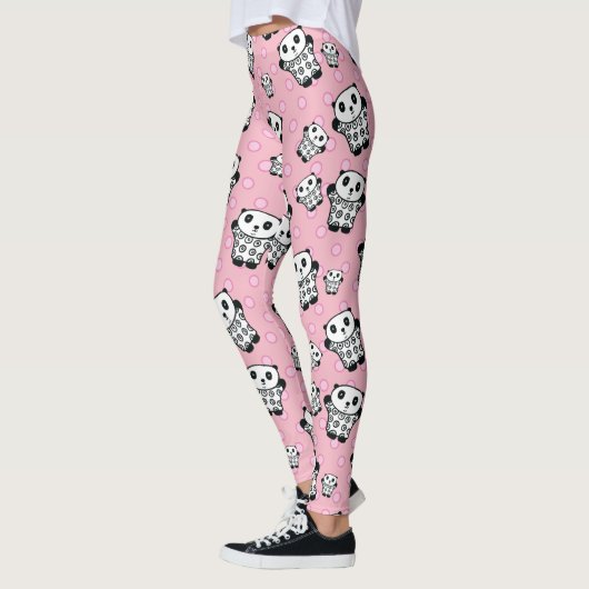 Modern Fun Pink Panda Beer Polka Dot Leggings (Links)