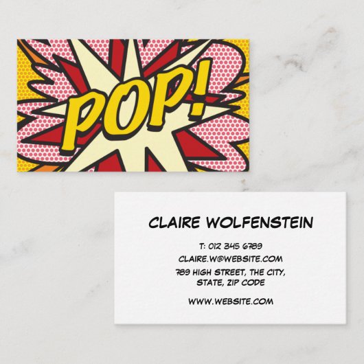 Modern Fun Pop Art Comic Book POP Visitekaartje (Voorkant / Achterkant)