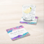 Modern Fun Rainbow Alcohol Ink Gold Glitter Kartonnen Onderzetters (Insitu)