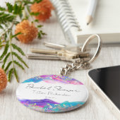 Modern Fun Rainbow Alcohol Ink Gold Glitter Sleutelhanger (Zijkant)