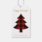 Modern Fun Red Buffalo met kerstboom Cadeaulabel (Voorkant)