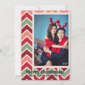 Modern Fun Red Green voegt uw eigen foto kerstmis  Feestdagenkaart (Voorkant)