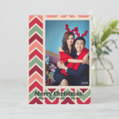 Modern Fun Red Green voegt uw eigen foto kerstmis  Feestdagenkaart (Staand voorkant)