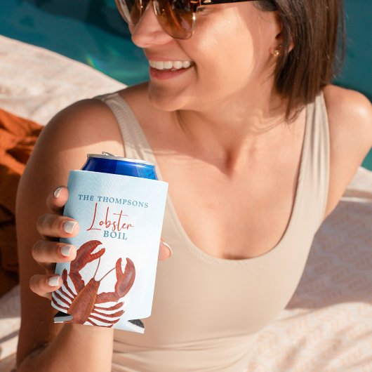 Modern Fun Red Lobster Boil Seafood Typografie Blikjeskoeler