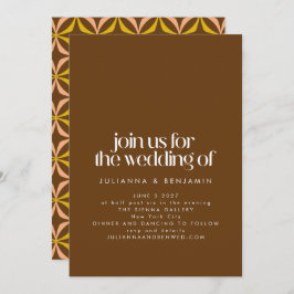 Modern Fun Retro Aesthetic Trendy Brown Wedding Kaart