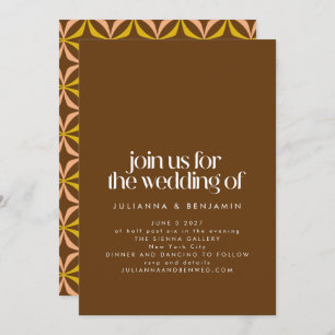 Modern Fun Retro Aesthetic Trendy Brown Wedding Kaart