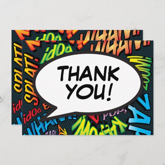 Modern Fun Retro Comic Book Dank u Bedankkaart (Voorkant / Achterkant)