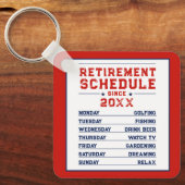 Modern Fun Rood Blauw Wit Man Retirement Schedule Sleutelhanger (Voorkant)