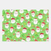 Modern Fun Santa Stripes & Christmas Lights Limoen Inpakpapier Vel (Voorkant)