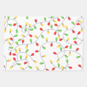 Modern Fun Santa, Stripes & Christmas Lights Zwart Inpakpapier Vel (Voorkant 3)