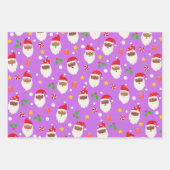 Modern Fun Santa Stripes kerstpatronen Paarse Inpakpapier Vel (Voorkant)