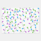 Modern Fun Santa Stripes & Kerstverlichting Paarse Inpakpapier Vel (Voorkant 3)