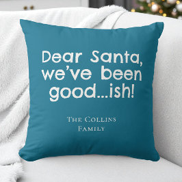 Modern Fun Santa Teal Personalized Humor Christmas Kussen